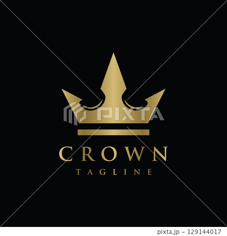 Vintage Golden Royal Crown logo template design with elegant and luxury geometric creative idea.Logo for business, beauty and salon. 129144017