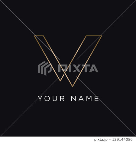 Initial V Minimal letter logo template design with modern and luxury geometric shape.Logo for business, brand, company,business card or identity and fashion. Initial V Minimal letter logo template design with modern and luxury geometric shape.Logo for business, brand, company,business card or identity and fashion. 129144086