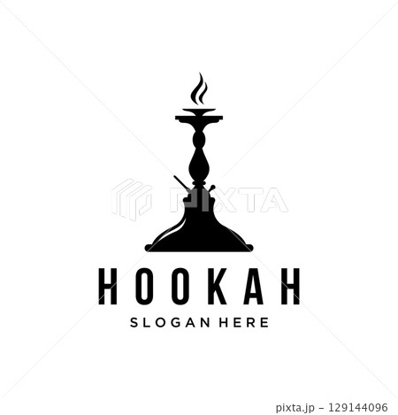Isolated hookah, shisha or water pipe Logo design for club, bar, cafe and shop. 129144096