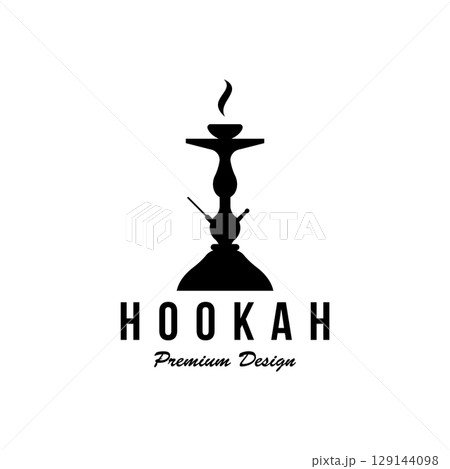Isolated hookah, shisha or water pipe Logo design for club, bar, cafe and shop. 129144098