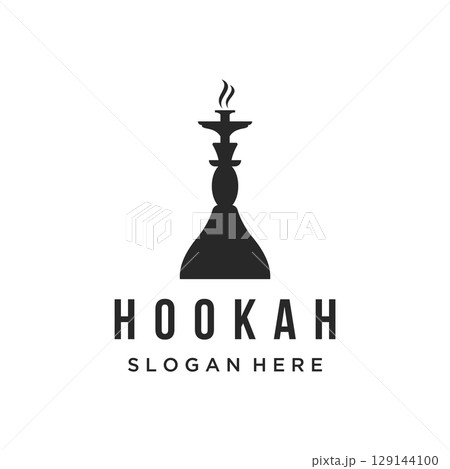 Isolated hookah, shisha or water pipe Logo design for club, bar, cafe and shop. 129144100