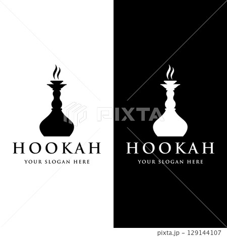 Isolated hookah, shisha or water pipe Logo design for club, bar, cafe and shop. Isolated hookah, shisha or water pipe Logo design for club, bar, cafe and shop. 129144107