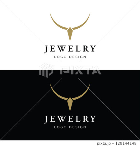 Luxury vintage jewelry logo template design with creative idea with abstract ring shape. Logo for jewelry shop,business,company,fashion. 129144149