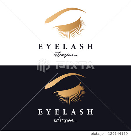 Beautiful and luxurious and modern women's eyelashes and eyebrows Logo Design. Logo for business, beauty salon, makeup, eyelash shop. 129144159