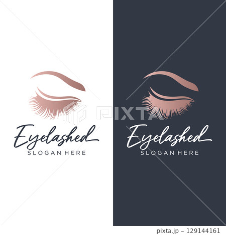 Beautiful and luxurious and modern women's eyelashes and eyebrows Logo Design. Logo for business, beauty salon, makeup, eyelash shop. Beautiful and luxurious and modern women's eyelashes and eyebrows Logo Design. Logo for business, beauty salon, makeup, eyelash shop. 129144161