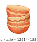 Three stacked decorative bowls with a textured surface and wavy patterns 129144188