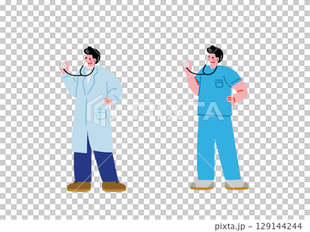 Male doctor with stethoscope Male doctor with stethoscope 129144244