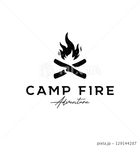 Hipster vintage bonfire logo design. Logo for camping, adventure wildlife, campfire. Hipster vintage bonfire logo design. Logo for camping, adventure wildlife, campfire. 129144287