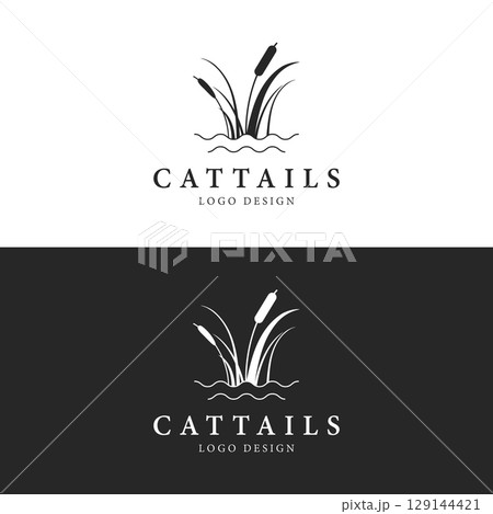 Cattails or reed river grass plant logo template design premium quality. Cattails or reed river grass plant logo template design premium quality. 129144421