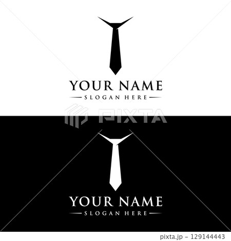 Vintage gentlemen tie logo template design.Elegant menswear fashion logo. 129144443
