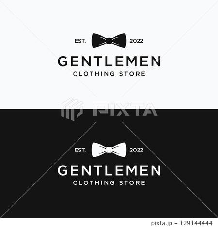 Vintage gentlemen tie logo template design.Elegant menswear fashion logo. 129144444