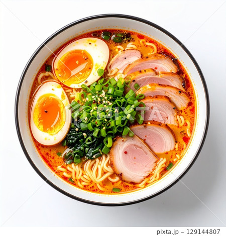 noodle with meat and egg 129144807