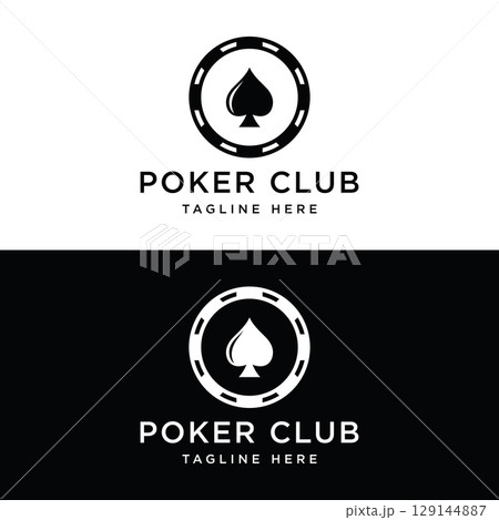 Premium ace poker card template logo element. Logo for gambling games, casinos, tournaments and clubs. 129144887