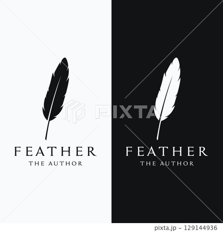 Luxurious author's feather design logo with creative ideas. Inspired by the author, quill feather. Luxurious author's feather design logo with creative ideas. Inspired by the author, quill feather. 129144936