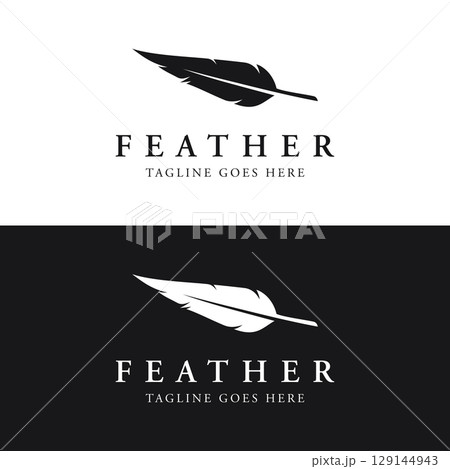 Luxurious author's feather design logo with creative ideas. Inspired by the author, quill feather. 129144943