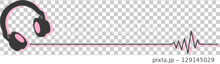 音の波形の形をしたラインとヘッドホンのイラスト 129145029