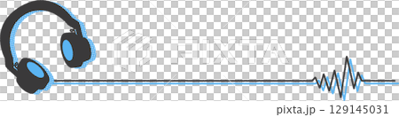 Illustration of headphones with lines in the shape of a sound waveform 129145031