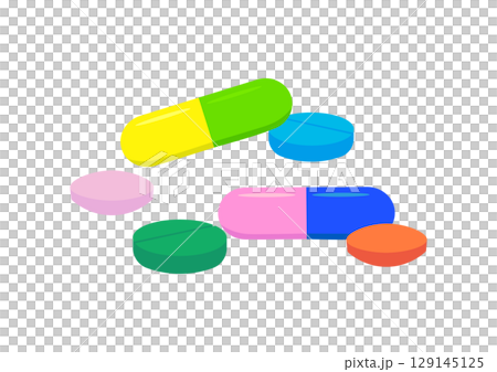 経口薬のカプセル薬と錠剤 経口薬のカプセル薬と錠剤 129145125