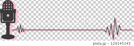 Illustration of a microphone and lines in the shape of a sound waveform 129145145