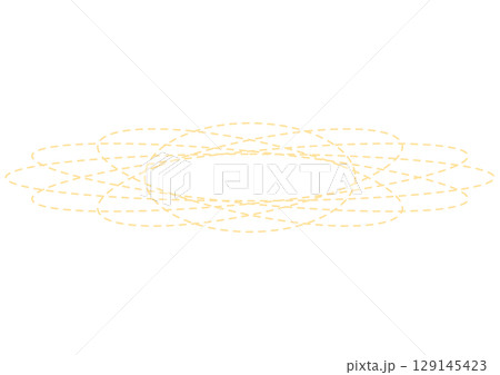 黄色い重なる楕円の抽象的な幾何学模様 129145423