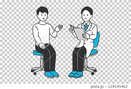 男醫生和男病人的訪談[人物向量插圖素材] 129145462