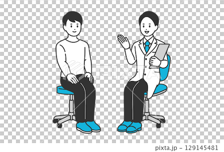 Diagnosis and explanation male doctor and male patient [People vector illustration material] 129145481