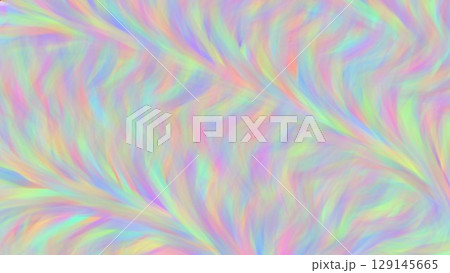 カラフルな虹色の羽毛のような水彩ラインの模様パターンテクスチャ背景ホログラフィック素材 129145665