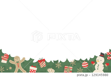 クリスマスのフレームベクターイラスト 下段 129145980