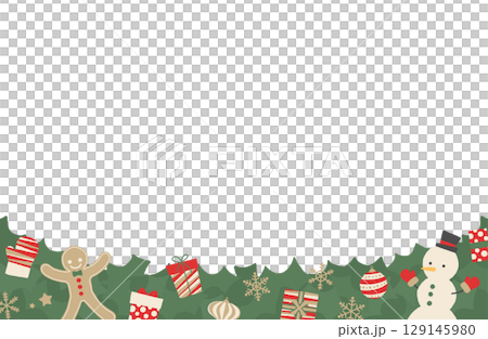 クリスマスのフレームベクターイラスト 下段 129145980