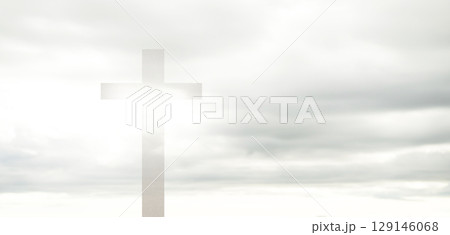 Cross Christian God Religion on Sky Background, Jesus Church Worship Pray Catholic Grace Christ, Symbols Christ Love Holy Spiritual Hope Peach Victory Spirit Mditation Catholicism Crucifix Trush. 129146068
