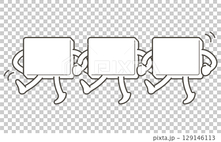 手足の生えた白いボードが並んで踊っているイラスト 手足の生えた白いボードが並んで踊っているイラスト 129146113