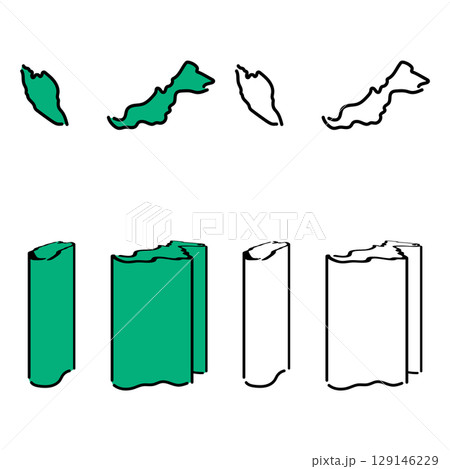 手書き_マレーシア_ベクター素材_セット_01 129146229