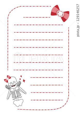 cute Halloween note paper with line	 129146257