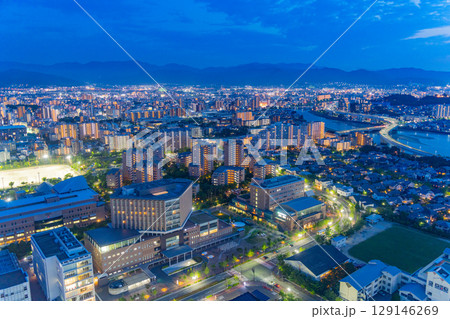 【福岡県】福岡タワーから眺める福岡市の街並み 夕景 【福岡県】福岡タワーから眺める福岡市の街並み 夕景 129146269
