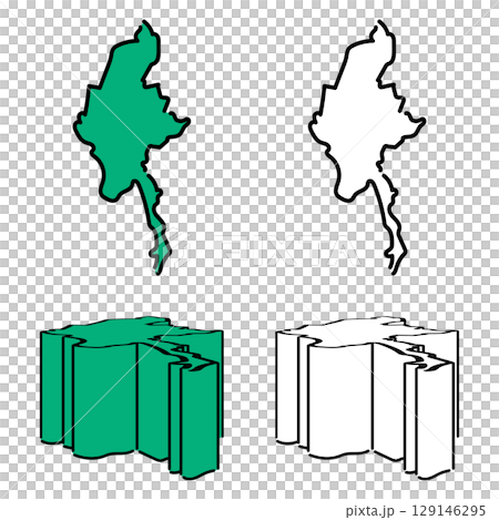 手寫緬甸聯邦共和國向量素材集01 129146295