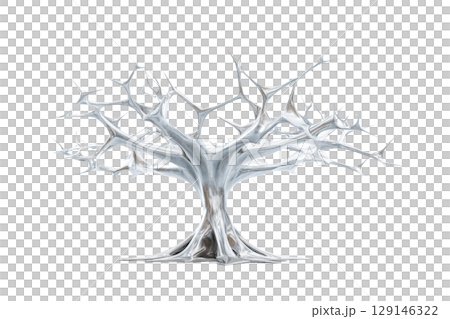 Chrome spiked tree sculpture. AI-generated item 129146322