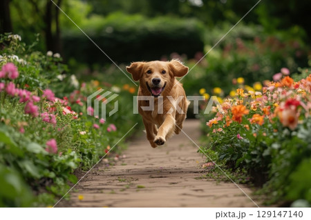 dog in the garden 129147140