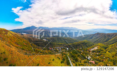 霧ヶ峰からの絶景　空撮 129147206