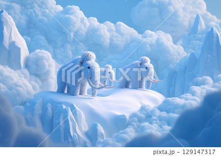 マンモスと氷山の涼しい光景(アニメ調) マンモスと氷山の涼しい光景(アニメ調) 129147317