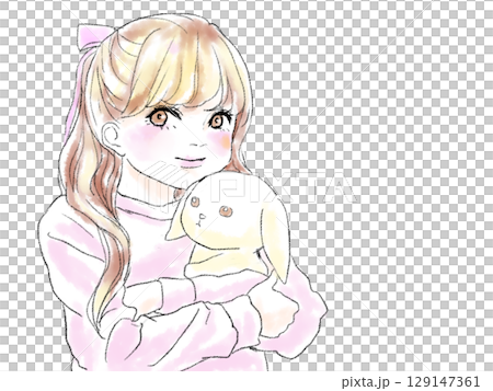ぬいぐみを持つ女の子 129147361