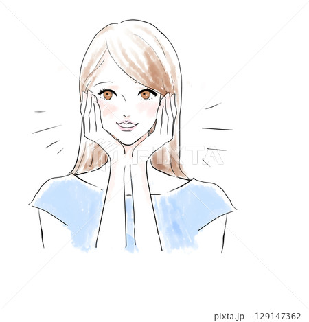 悩みが解決した女性	 129147362