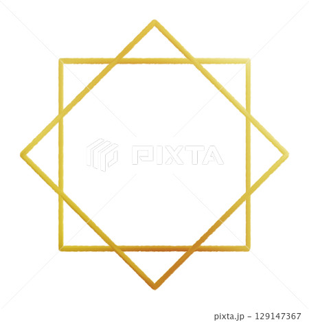 透明背景のゴールド重なり四角星形フレーム 129147367
