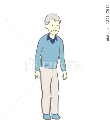シニア男性のカラーのイラスト シニア男性のカラーのイラスト 129147610