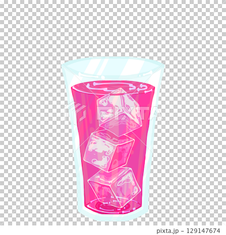 氷の入った冷たいストロベリージュース 129147674