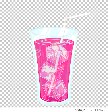 Strawberry juice with straw and ice Strawberry juice with straw and ice 129147675