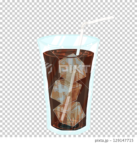 ストローと氷の入ったアイスコーヒー 129147715