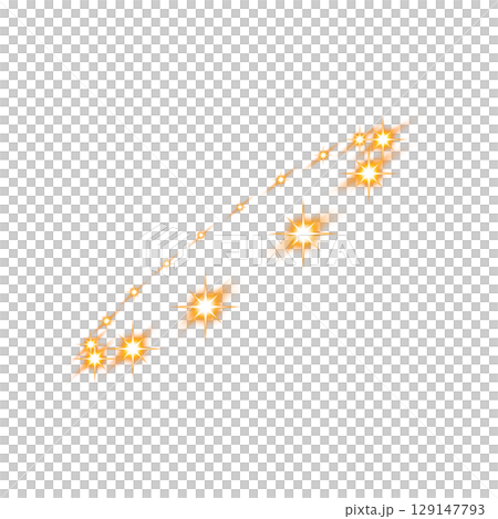透明背景のオレンジの輝くスパーク軌跡エフェクト 129147793
