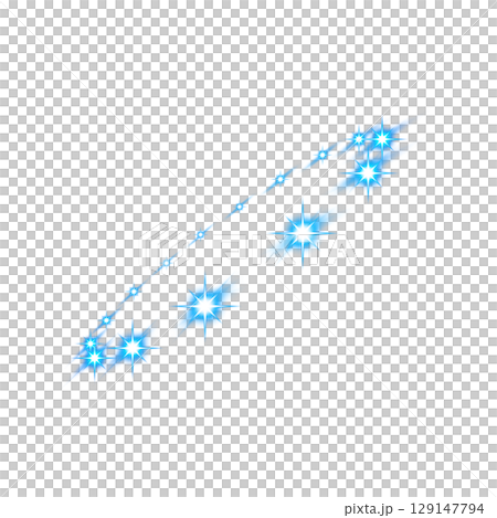透明背景の青の輝くスパーク軌跡エフェクト 129147794