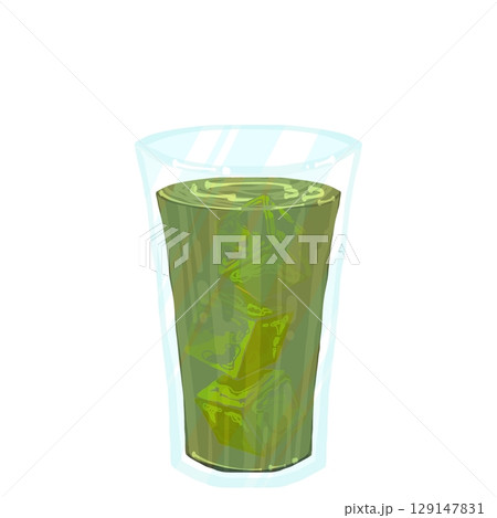 氷の入った冷たい抹茶ラテ 129147831