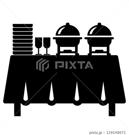 Banquet service catering buffet icon. Catering buffet sign. Buffet self service restaurant symbol. flat style. 129148071